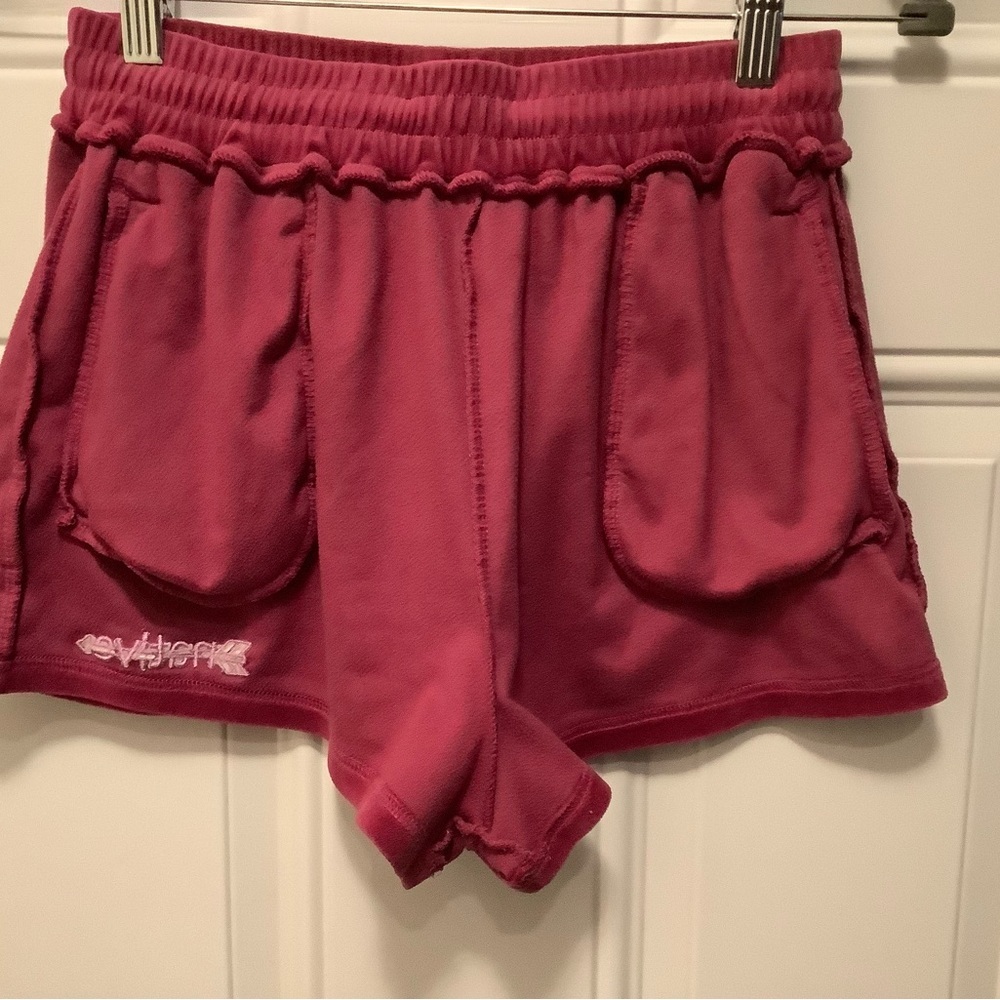 Native Language| Velour Drawstring Women’s Shorts Shorties- Raspberry Pink - Picture 4 of 7